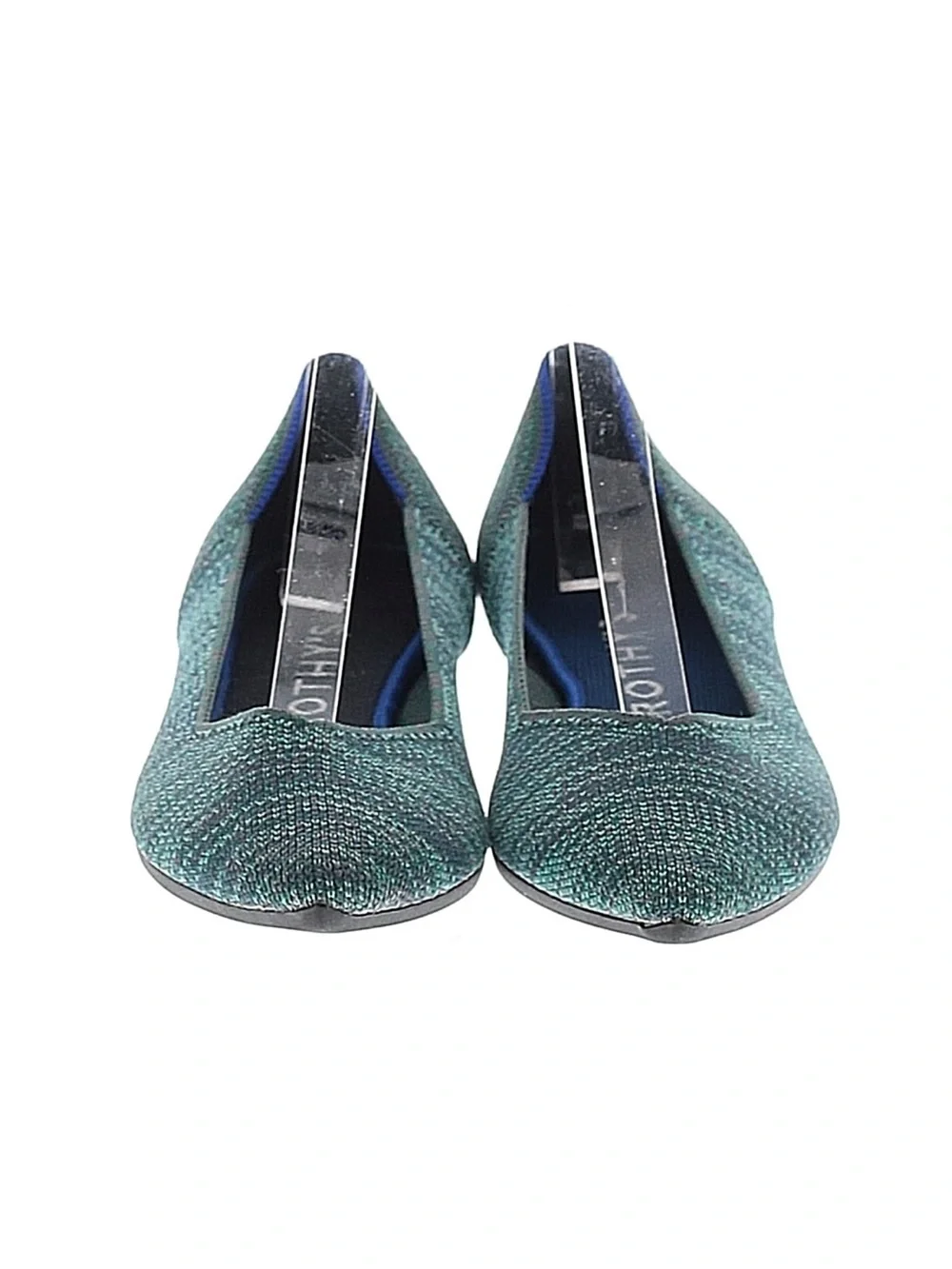 Rothy's Pointed Ballet Flat in Aqua heather retired  Knit
